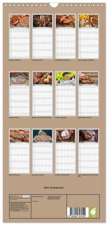 Produktbild: Familienplaner 2027 - Mein Brotkalender mit 5 Spalten (Wandkalender, 21 x 45 cm) CALVENDO