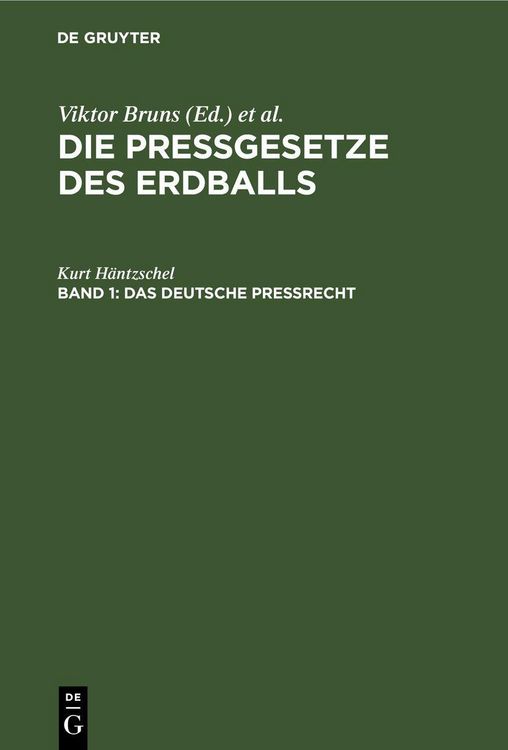 Produktbild: Die Pressgesetze des Erdballs / Das Deutsche Pre&szlig;recht