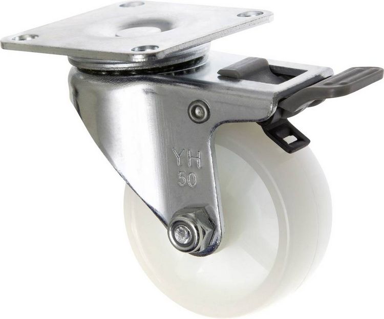 Produktbild: TOOLCRAFT TO-5137875 Lenkrolle mit Feststellbremse 50 mm mit Anschraubplatte Polyamid Tragf&auml;higkeit (max.): 50 kg