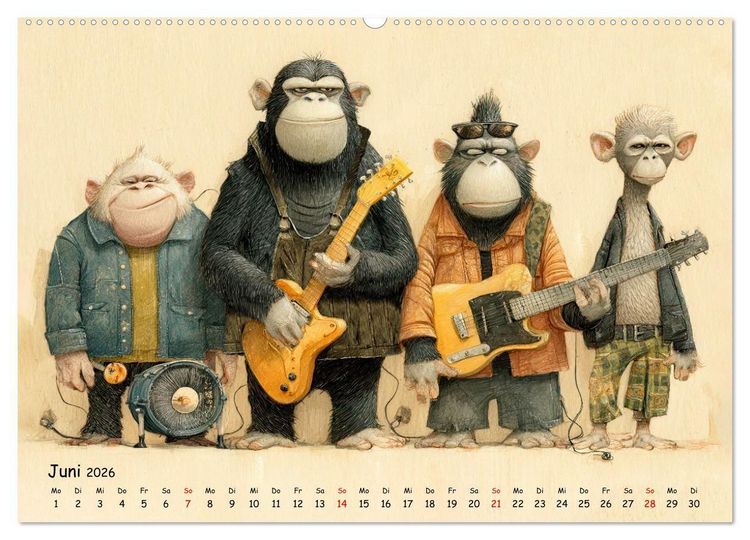 Produktbild: Verr&uuml;ckte Affenwelt (Wandkalender 2026 DIN A2 quer), CALVENDO Monatskalender