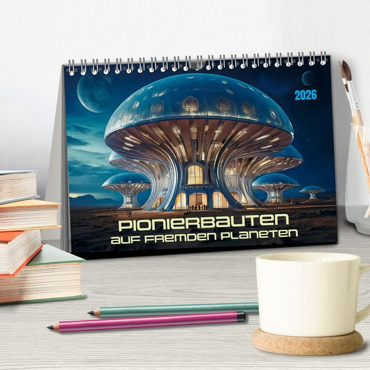 Produktbild: Pionierbauten auf fremden Planeten (Tischkalender 2026 DIN A5 quer), CALVENDO Monatskalender