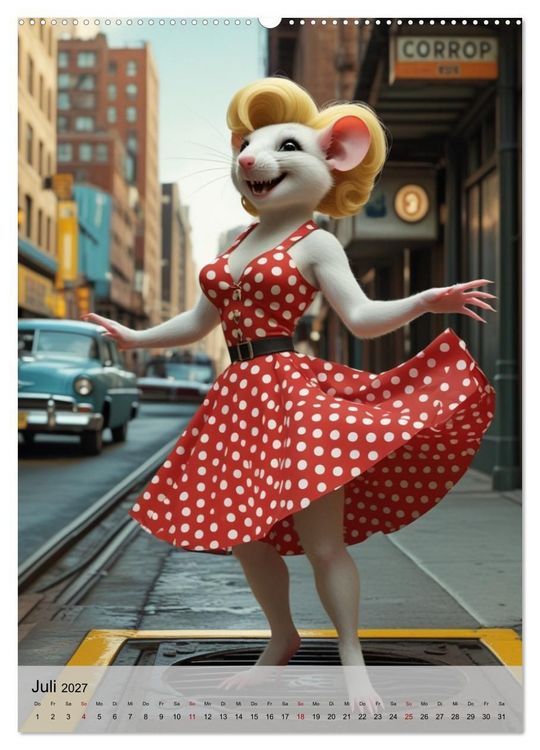 Produktbild: Rattenscharf &ndash; Pelzige Ladys im Pin-up-Stil (hochwertiger Premium Wandkalender 2027 DIN A2 hoch), Kunstdruck in Hochglanz