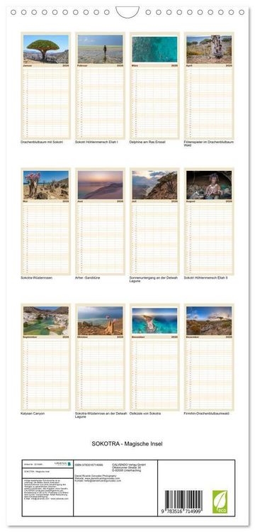 Produktbild: Familienplaner 2026 - SOKOTRA - Magische Insel mit 5 Spalten (Wandkalender, 21 x 45 cm) CALVENDO