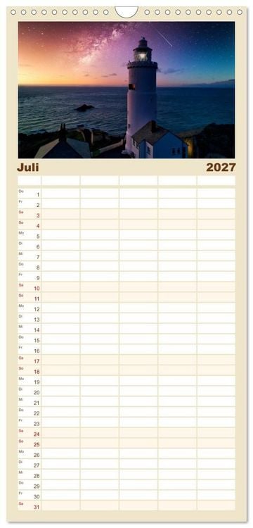 Produktbild: Familienplaner 2027 - Leuchtt&uuml;rme - An den sch&ouml;nsten K&uuml;sten. mit 5 Spalten (Wandkalender, 21 x 45 cm) CALVENDO
