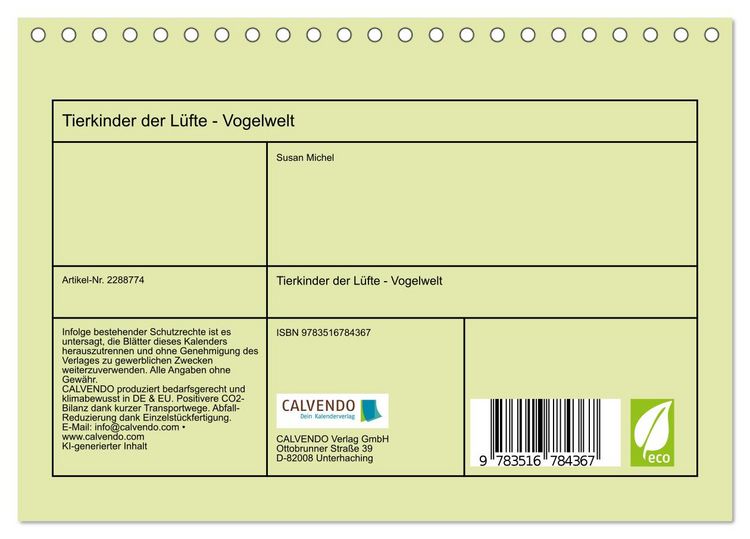Produktbild: Tierkinder der L&uuml;fte - Vogelwelt (Tischkalender 2027 DIN A5 quer), CALVENDO Monatskalender