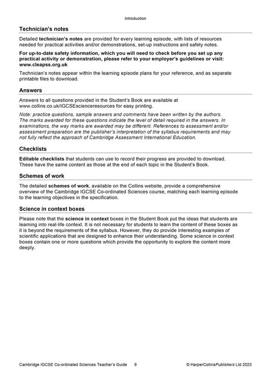 Produktbild: Cambridge Igcse(tm) Co-Ordinated Sciences Teacher Guide