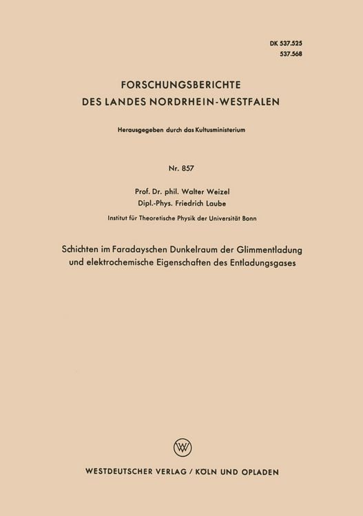 Produktbild: Schichten im Faradayschen Dunkelraum der Glimmentladung und elektrochemische Eigenschaften des Entladungsgases