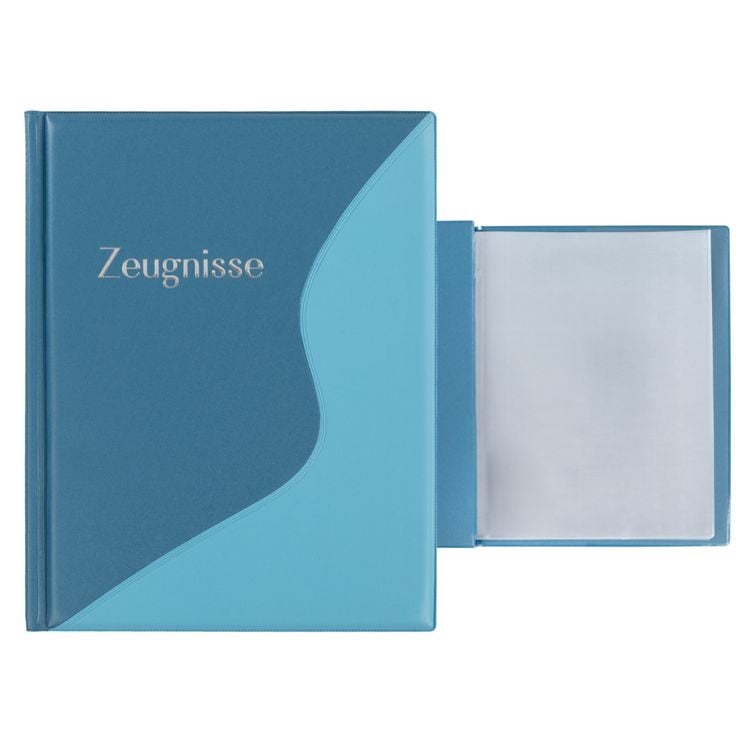 Produktbild: Idena Zeugnismappe mit 12 Klarsichth&uuml;llen 100&micro; pastell blau DIN A4