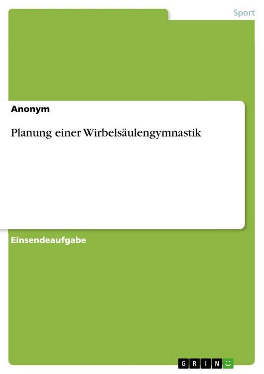 Produktbild: Planung einer Wirbels&auml;ulengymnastik