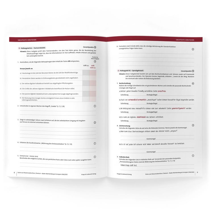 Produktbild: Sicher zum Realschulabschluss Deutsch Baden-W&uuml;rttemberg 2026 &ndash; inkl. L&ouml;sungen und Download