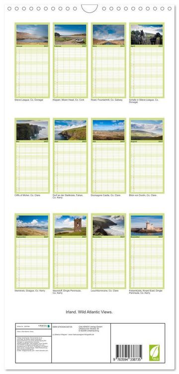 Produktbild: Familienplaner 2027 - Irland. Wild Atlantic Views. mit 5 Spalten (Wandkalender, 21 x 45 cm) CALVENDO