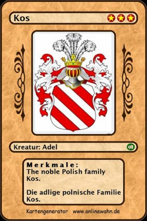 Produktbild: The noble Polish family Kos. Die adlige polnische Familie Kos.