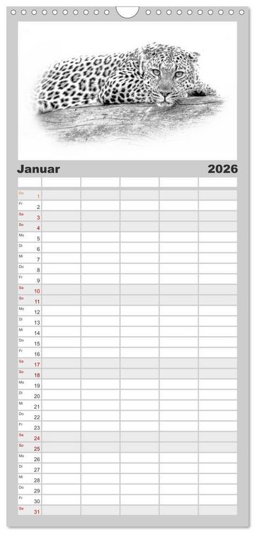 Produktbild: Familienplaner 2026 - AFRIKA - Schwarz-weiss Fotografien im modernen "High Key" Look mit 5 Spalten (Wandkalender, 21 x 45 cm) CALVENDO