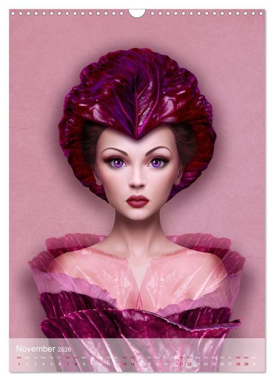 Produktbild: Food Fashion - surreal women's portraits with fruit and vegetable (Wall Calendar 2026 DIN A3 portrait), CALVENDO 12 Month Wall Calendar