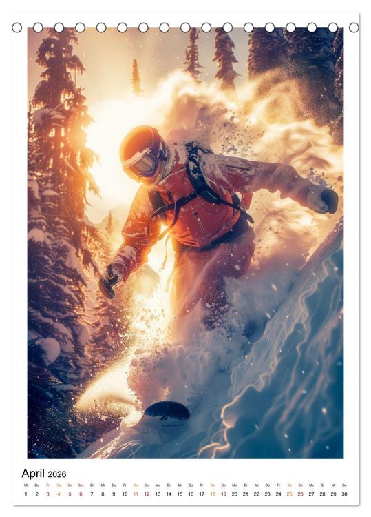 Produktbild: Snowboarden - coole Tage (Tischkalender 2026 DIN A5 hoch), CALVENDO Monatskalender