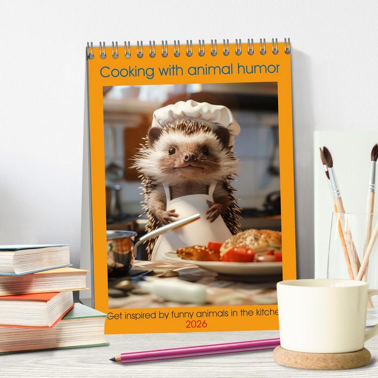Produktbild: Cooking with animal humor (Desk Calendar 2026 DIN A5 portrait), CALVENDO 12 Month DeskCalendar