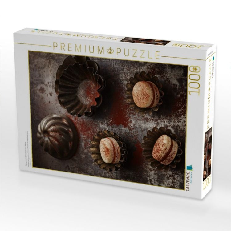 Produktbild: CALVENDO Puzzle Macarons mit Karamell und Kakao | 1000 Teile Lege-Gr&ouml;&szlig;e 64x48cm Foto-Puzzle f&uuml;r gl&uuml;ckliche Stunden