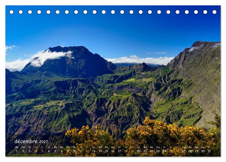 Produktbild: La R&egrave;union - C&ocirc;tes fantastiques et paysage montagneux (Calendrier de bureau 2027 DIN A5 vertical), CALVENDO calendrier mensuel
