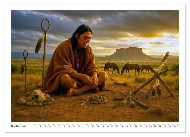 Produktbild: Spirituelle indianische Reise (Wandkalender 2026 DIN A2 quer), CALVENDO Monatskalender