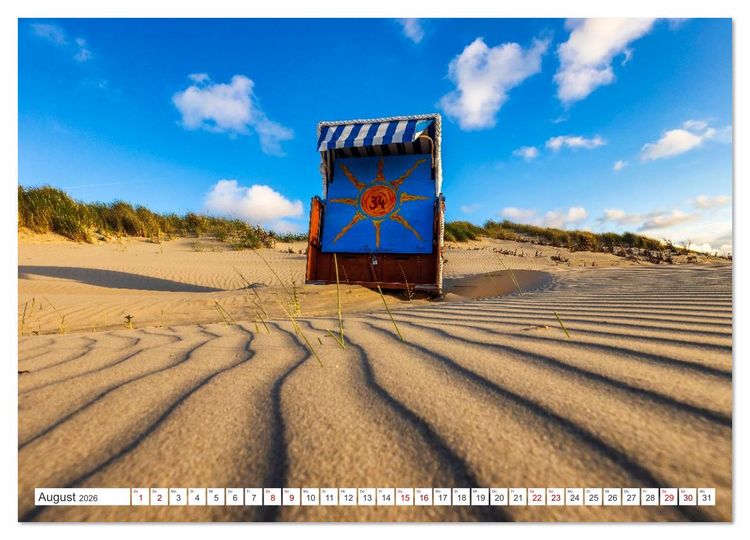 Produktbild: Strandk&ouml;rbe &ndash; Licht. Stille. Nordsee Borkum 2026 (Wandkalender 2026 DIN A2 quer), CALVENDO Monatskalender