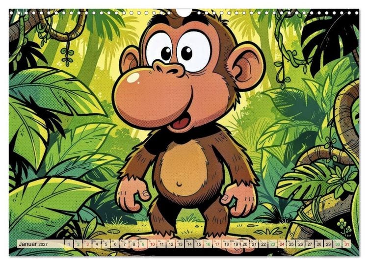 Produktbild: Lustige Nasenaffen - Comic (Wandkalender 2027 DIN A3 quer), CALVENDO Monatskalender