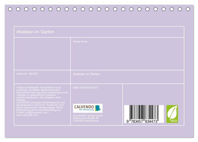 Produktbild: Akeleien im Garten (Tischkalender 2026 DIN A5 quer), CALVENDO Monatskalender