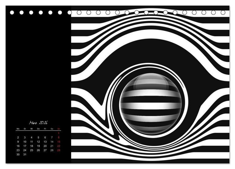 Produktbild: Optische Kunst im Quadrat (Tischkalender 2026 DIN A5 quer), CALVENDO Monatskalender