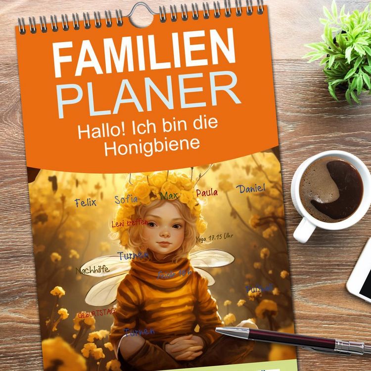Produktbild: Familienplaner 2026 - Hallo! Ich bin die Honigbiene mit 5 Spalten (Wandkalender, 21 x 45 cm) CALVENDO