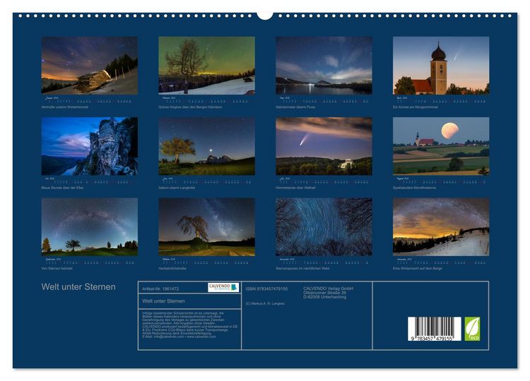 Produktbild: Welt unter Sternen (hochwertiger Premium Wandkalender 2026 DIN A2 quer), Kunstdruck in Hochglanz