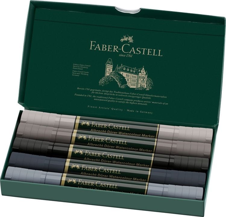 Produktbild: Faber-Castell Aquarellmarker Albrecht D&uuml;rer, 5er Set, Graut&ouml;ne
