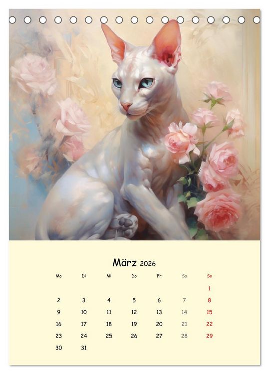 Produktbild: Liebliche Katzen. Anmut und W&uuml;rde mit Blumen (Tischkalender 2026 DIN A5 hoch), CALVENDO Monatskalender