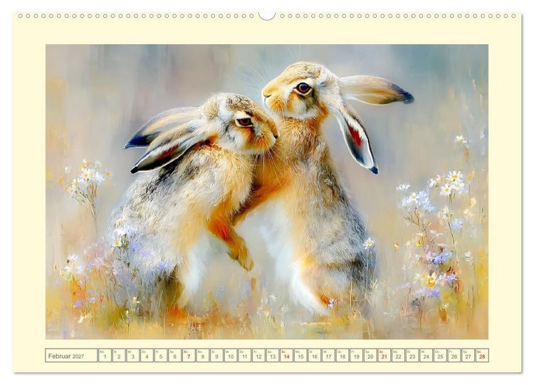 Produktbild: Wildhasen. Meister der Tarnung in offener Feldflur (hochwertiger Premium Wandkalender 2027 DIN A2 quer), Kunstdruck in Hochglanz
