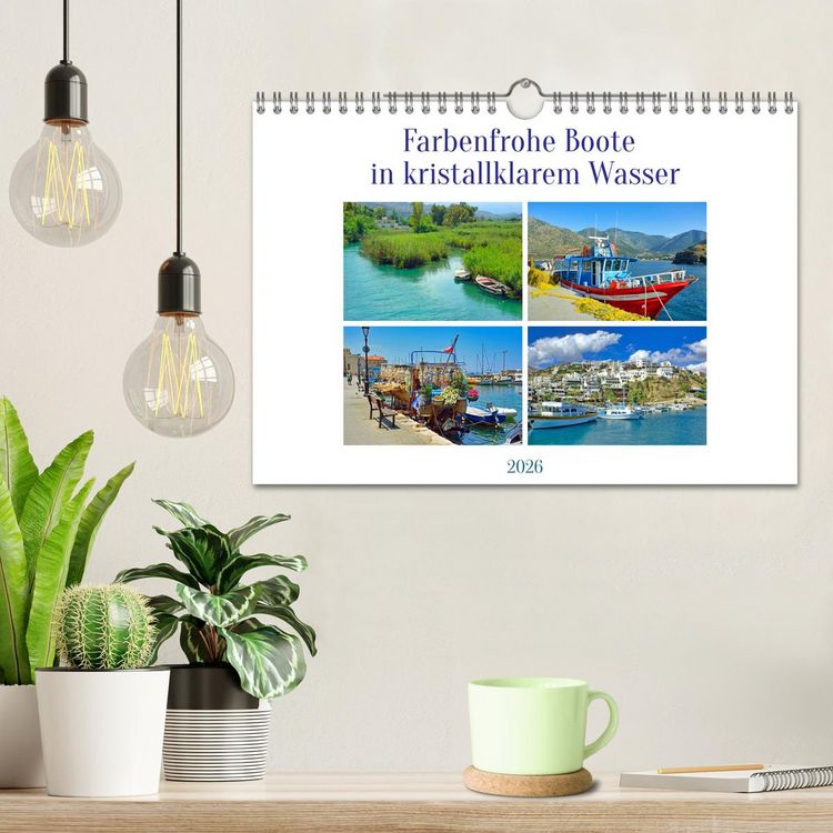 Produktbild: Farbenfrohe Boote in kristallklarem Wasser (Wandkalender 2026 DIN A4 quer), CALVENDO Monatskalender