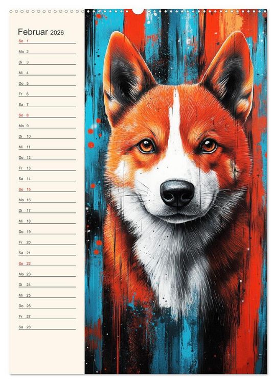 Produktbild: Hundegesichter. Kunstvolle Hundeportraits im modernen Painting-Stil (hochwertiger Premium Wandkalender 2026 DIN A2 hoch), Kunstdruck in Hochglanz