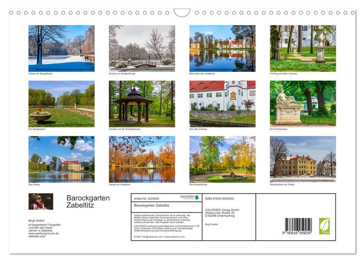 Produktbild: Barockgarten Zabeltitz (Wandkalender 2026 DIN A3 quer), CALVENDO Monatskalender