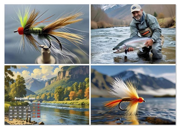 Produktbild: Lachsfischen im Fluss (Tischkalender 2026 DIN A5 quer), CALVENDO Monatskalender