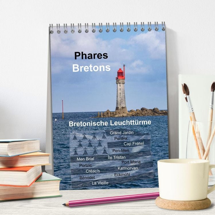 Produktbild: Phares Bretons Bretonische Leuchtt&uuml;rme (Tischkalender 2026 DIN A5 hoch), CALVENDO Monatskalender