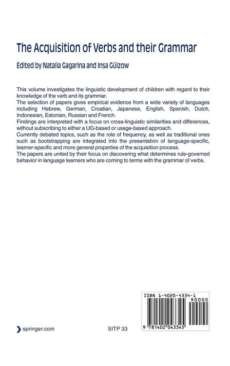 Produktbild: The Acquisition of Verbs and their Grammar: