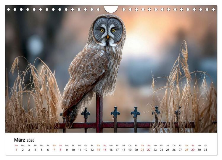Produktbild: Eulen - Augen der Wildnis (Wandkalender 2026 DIN A4 quer), CALVENDO Monatskalender