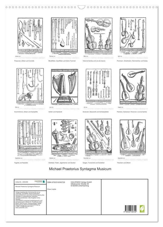 Produktbild: Michael Praetorius Syntagma Musicum (Wandkalender 2026 DIN A2 hoch), CALVENDO Monatskalender