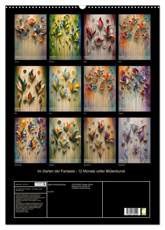 Produktbild: Im Garten der Fantasie - 12 Monate voller Bl&uuml;tenkunst (Wandkalender 2027 DIN A2 hoch), CALVENDO Monatskalender