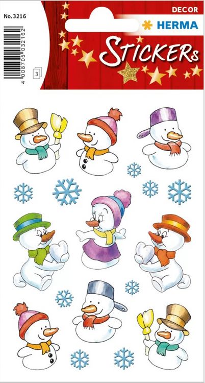 Produktbild: Herma Weihnachtssticker, 210 x Weihnachten Sticker mit Weihnachtsmann Schneemann Sterne...