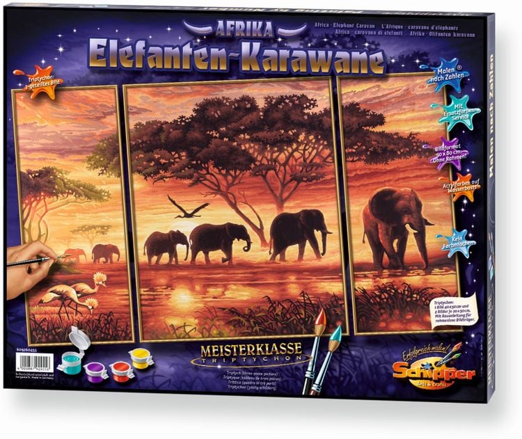 Produktbild: Schipper 609260455 - Malen nach Zahlen: Elefanten Karawane, 50 x 80 cm