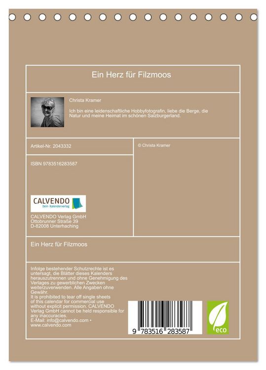 Produktbild: Ein Herz f&uuml;r Filzmoos (Tischkalender 2026 DIN A5 hoch), CALVENDO Monatskalender