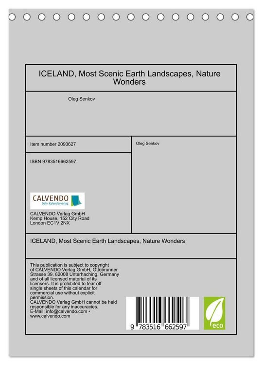 Produktbild: ICELAND, Most Scenic Earth Landscapes, Nature Wonders (Desk Calendar 2026 DIN A5 portrait), CALVENDO 12 Month DeskCalendar