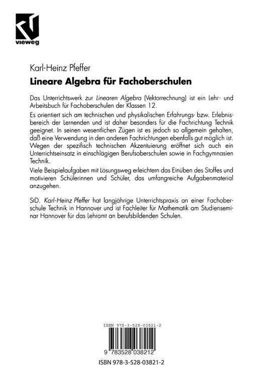 Produktbild: Lineare Algebra f&uuml;r Fachoberschulen