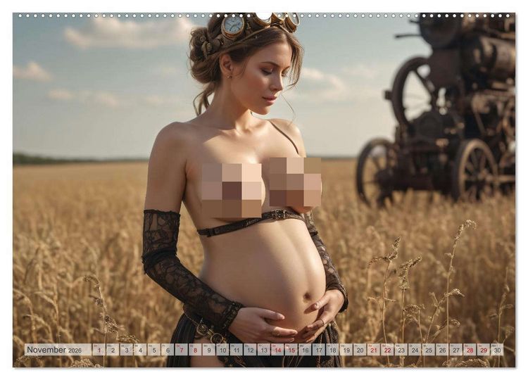 Produktbild: Steampunk Erotik - Schwangere Frauen (Wandkalender 2026 DIN A2 quer), CALVENDO Monatskalender