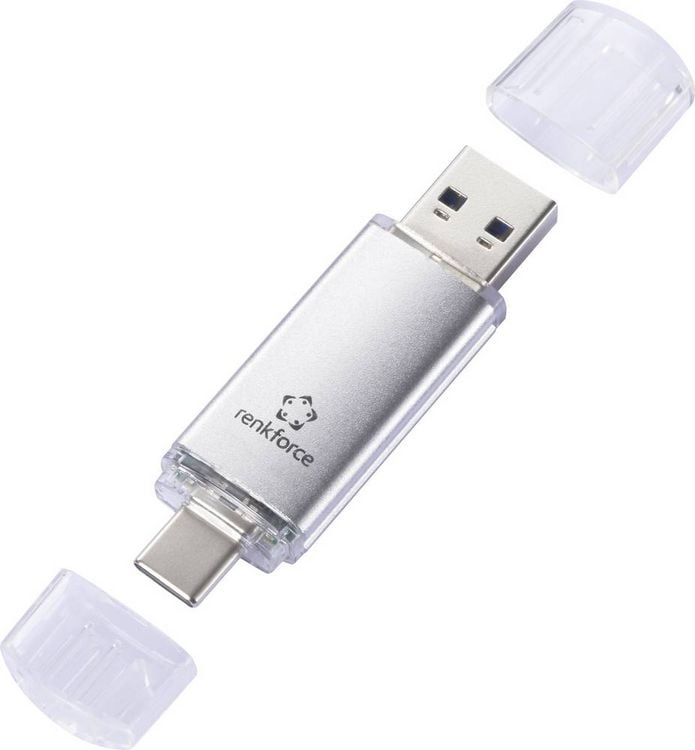 Produktbild: Renkforce RF-USBOS-230 USB-Stick 64GB Silber RF-6688140 USB-A, USB-C&reg;