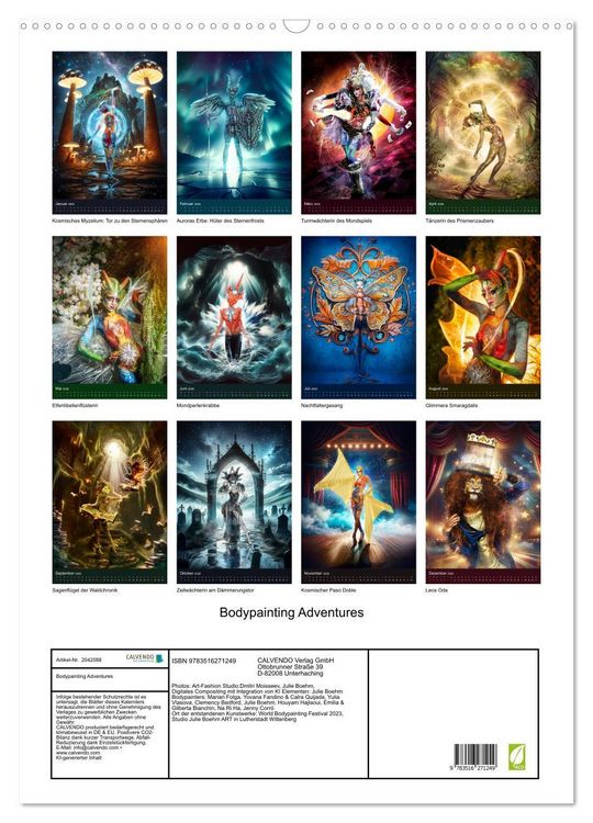 Produktbild: Bodypainting Adventures (Wandkalender 2026 DIN A2 hoch), CALVENDO Monatskalender