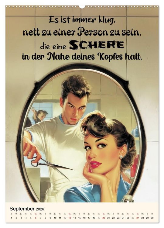 Produktbild: Friseurspr&uuml;che, Spa&szlig; rund um Frisuren, Kamm und Schere (hochwertiger Premium Wandkalender 2026 DIN A2 hoch), Kunstdruck in Hochglanz
